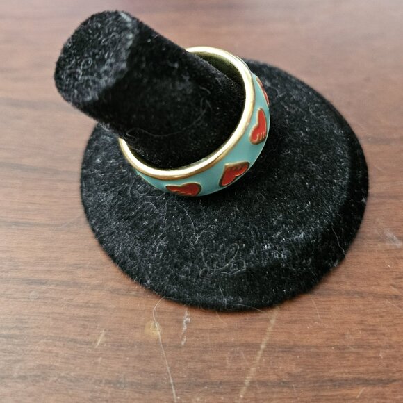 Coach Blue and Red Heart Band Ring 95538 Size 8 - Picture 4 of 5